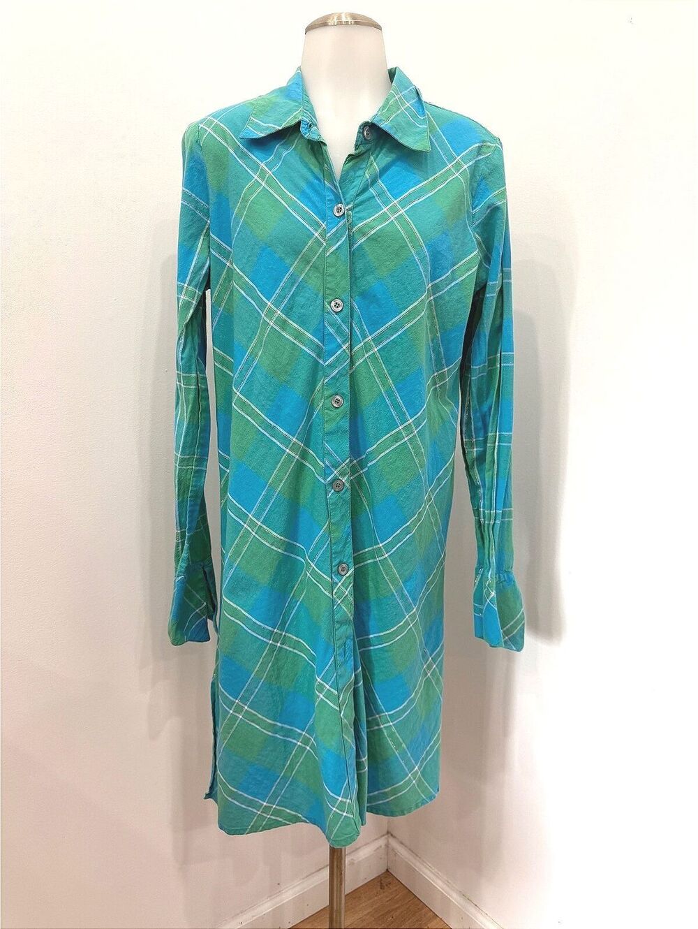 Original Anthony Long Sleeve Plaid Shirt Dress 100% Cotton